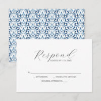 RSVP Cards Blue Pattern