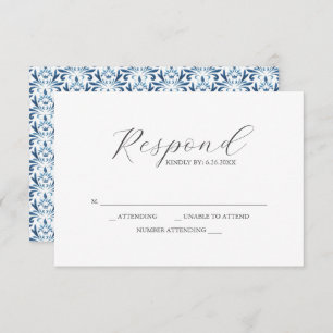 RSVP Cards Blue Pattern