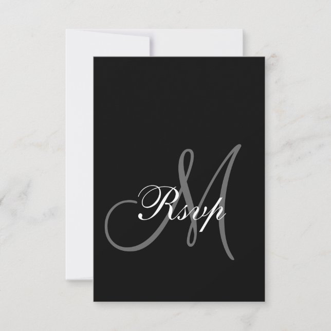 RSVP Cards for Square Invitation Black Grey (Front)