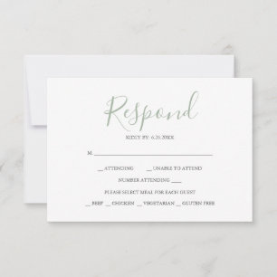 RSVP Cards For Wedding Sage Green