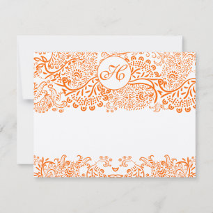 RSVP Cards-Love Birds Orange Coral Whimsical Card