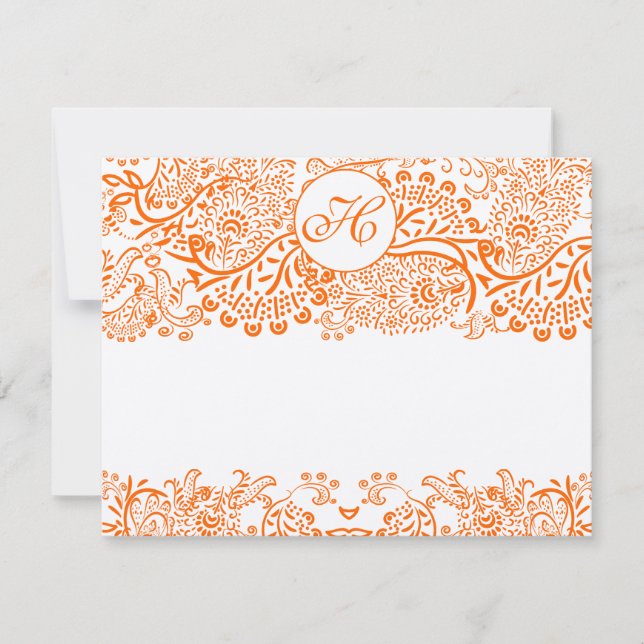 RSVP Cards-Love Birds Orange Coral Whimsical Card (Front)