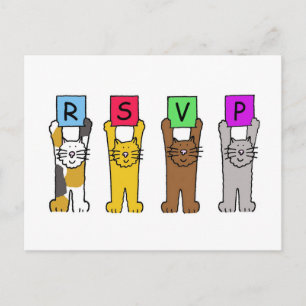 RSVP Cartoon Cats Fun Invitation Postcard