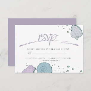 RSVP   Casual Beach Seashells Lilac Dusty Blue Invitation