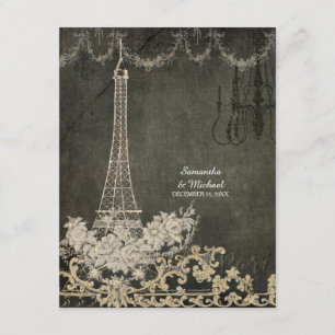 RSVP Chalk Vintage Paris Parisian Stylish Wedding Card