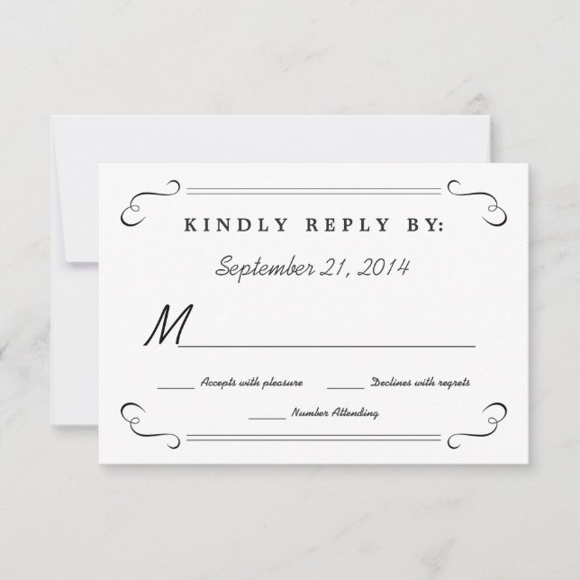 RSVP Chalkboard Hearts Monogram Reply Card (Front)