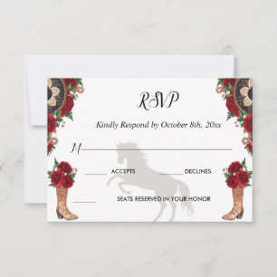 RSVP Charra Invitations, Red Roses charra Card