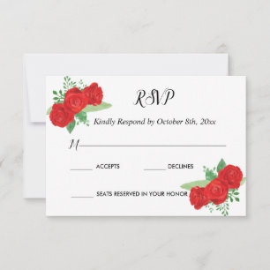 RSVP Charra Invitations, Red Roses charra Card
