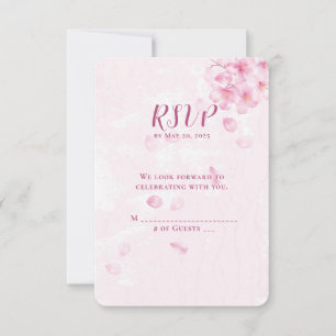 RSVP cherry blossom wedding Card