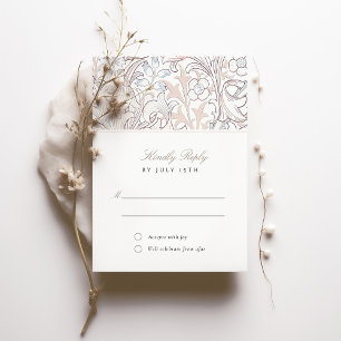 RSVP Classic Golden Lily Pastel Wedding Reply Invitation