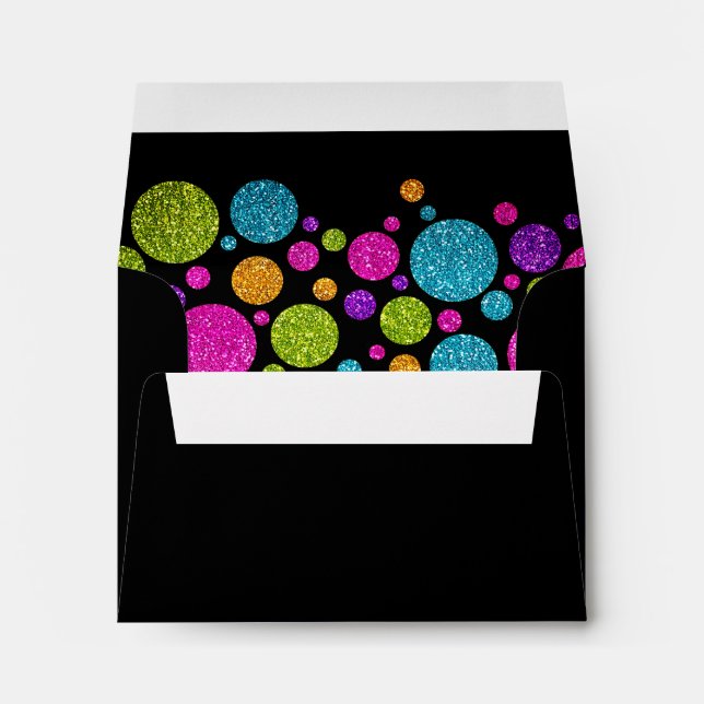 RSVP Colourful Glittery Dots on Any Colour Envelop Envelope (Back (Bottom))