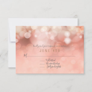 RSVP Colourful Pastel Bokeh Twinkling Lights Pink Card