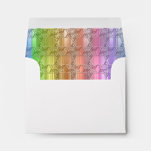 RSVP Colourful Rainbow Star Damask Envelopes (Back (Bottom))