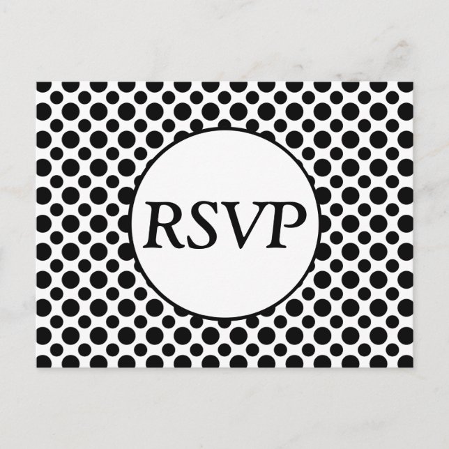 RSVP Custom Black Polka Dot Postcard (Front)