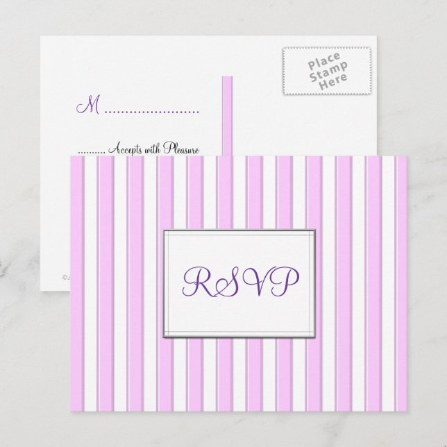 RSVP Custom Pink Stripes Postcard (Front/Back)