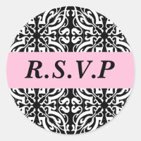 RSVP - Customisable (Black & White Damask)