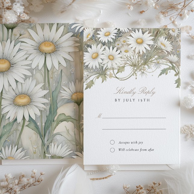 RSVP Daisies Wedding Reply Invitation (Creator Uploaded)