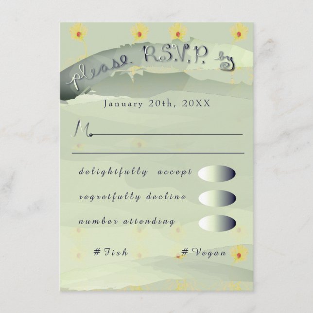 RSVP Daisy and Grey Enclosure Card (Front)