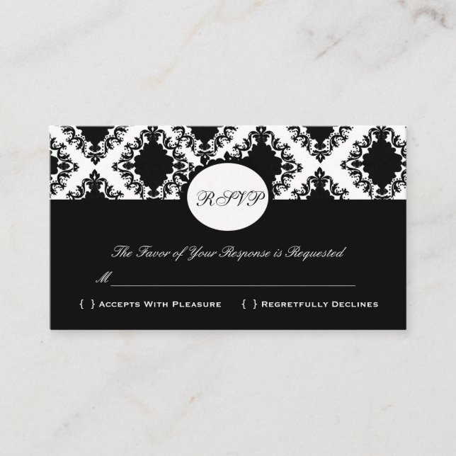 RSVP Damask Vintage Custom Wedding Response Card (Front)