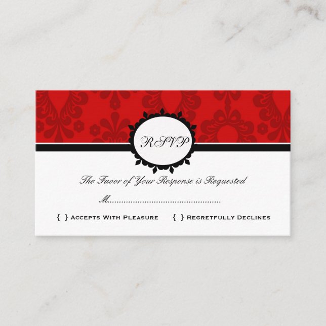 RSVP Damask Vintage Custom Wedding Response Card (Front)