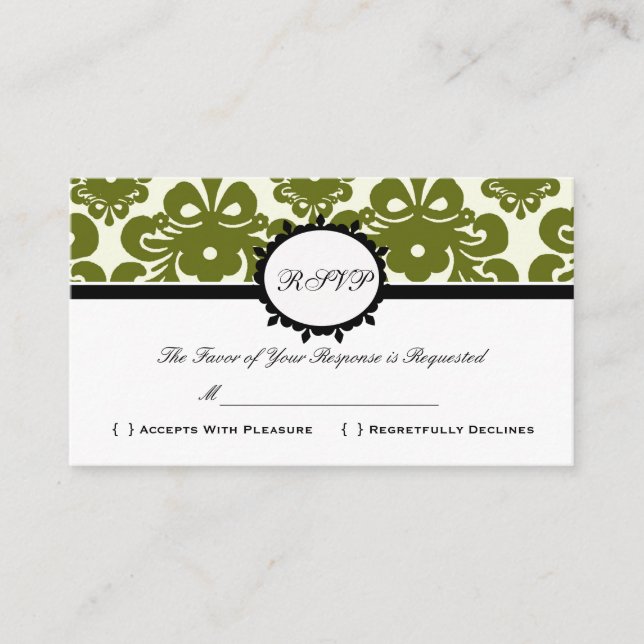 RSVP Damask Vintage Custom Wedding Response Card (Front)