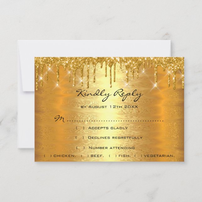 RSVP Drips Gold Spark Wedding Anniversary Lux (Front)