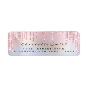 RSVP  Drips Pink Blush Return Address Holograph Label