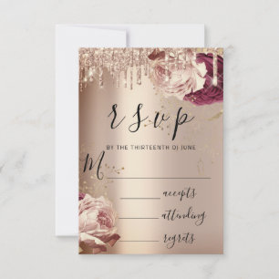 RSVP Drips Wedding Marsala Florals Rose
