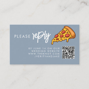 RSVP Dusty Blue PIZZA Modern Minimal Chic Wedding Enclosure Card
