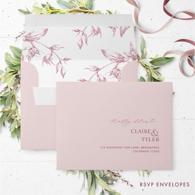RSVP Dusty Pink Elegant Modern and Formal Floral Envelope (Creator Uploaded)