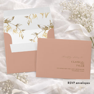 RSVP Earthy Peach and Gold Modern Formal Floral Envelope