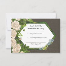 RSVP Earthy rustic rose fern card with lichen