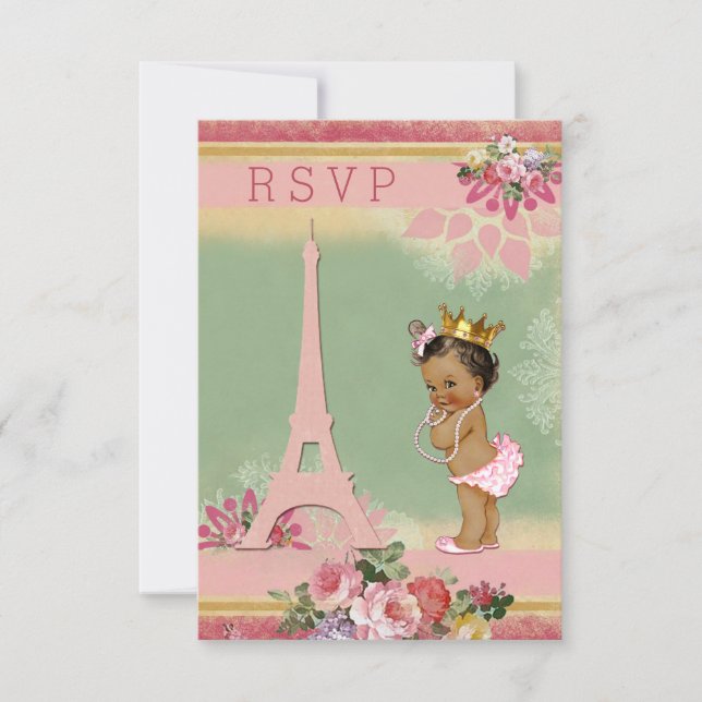 RSVP Eiffel Tower Ethnic Princess Baby Shower (Front)