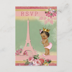 RSVP Eiffel Tower Ethnic Princess Baby Shower Card