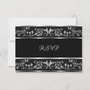 RSVP Elegant Black & Silver Floral Birthday Party