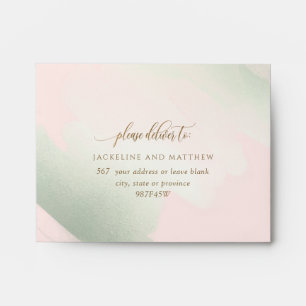 RSVP Elegant Blush and Green Brush Strokes, Envelope