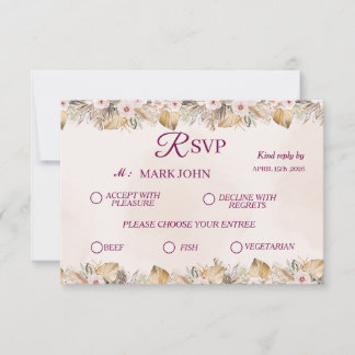 RSVP Elegant Floral Gold Wedding