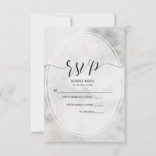 RSVP Elegant Grey and Pale Gold Soft Clouds Card