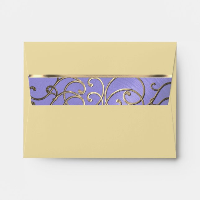 RSVP Elegant Lavender Purple Gold Filigree Envelop Envelope (Back (Top Flap))