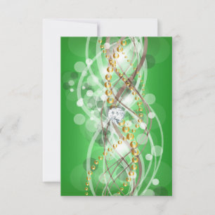 RSVP Elegant Lime Green Gold Diamond Jewel Party Card