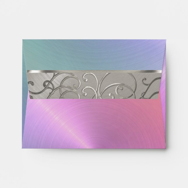 RSVP Elegant Pearl Pink Silver Filigree Envelope (Back (Top Flap))