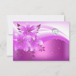 RSVP Elegant Pink Floral Diamond Jewel Party Card