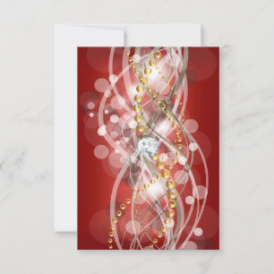 RSVP Elegant Red Gold Diamond Jewel Party Card