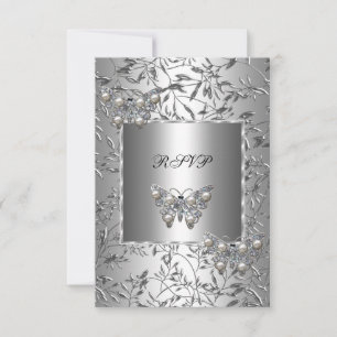 RSVP Elegant Silver Floral Butterfly Jewel