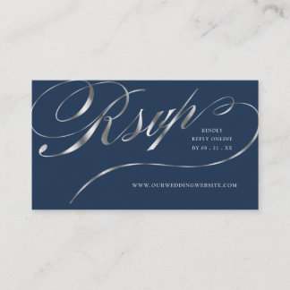 RSVP Elegant Silver Script Online Wedding Insert