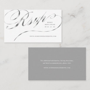 RSVP Elegant Silver Script Online Wedding Insert