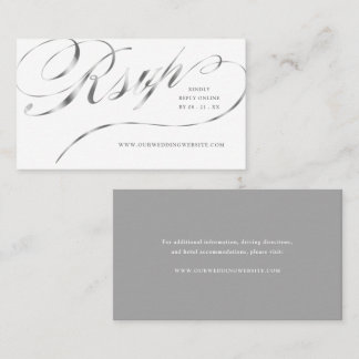 RSVP Elegant Silver Script Online Wedding Insert