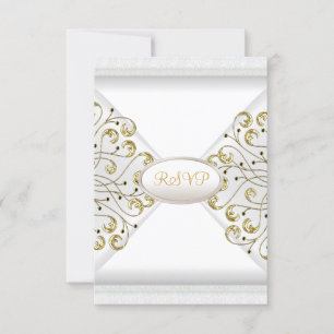 RSVP Elegant Wedding Anniversary White Gold Card