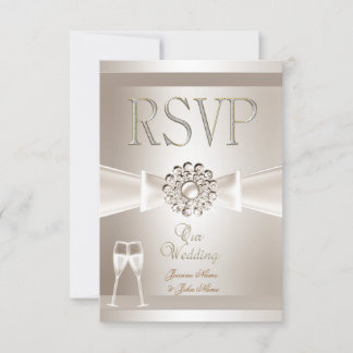 RSVP Elegant Wedding Damask Cream White Champagne