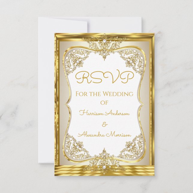 RSVP Elite Wedding Gold White beige Cream Pearl (Front)